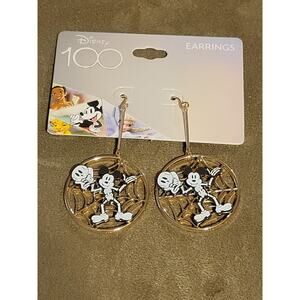 Disney 100 Mickey Mouse Skeleton Spider Web Halloween Drop Earrings